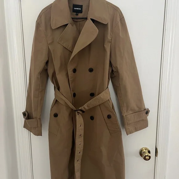 NWOT Express Tan Trench Coat Size Medium - Picture 1 of 8